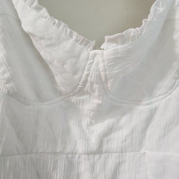 White Ruffled Mini Dress - Picture 2 of 8